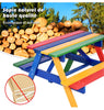 Kids Picnic Table Bench Set Children 4 Seat Activity Play Table with Umbrella
