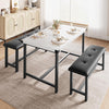 Dining Table Set for 4 w/ 2 Upholstered Benches, Space Saving Kitchen Table Set