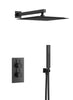 Concealed Thermostatic Shower Mixer Square Chrome Bathroom Twin Head Valve Set
