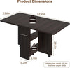 Folding Dining Table w/ Drop Leaf, Space Saving Kitchen Table w/ Storage Shelves