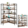 5 Tier Expandable Corner Bookshelf Wooden Storage Rack Display Shelf Bookcase