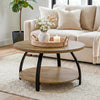 31.5'' Round Coffee Table 2-Tier Wooden Circle Center Cocktail Table Living Room
