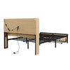 4ft6 Double Wooden Bed Frame with Storage Headboard, LED Light & Rattan Drawers