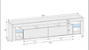 Large Gloss White TV Cabinet 200cm Unit Stand Modern Stand Led lights Milano 06