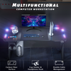 Gaming Desk with LED Light, Ergonomic Computer Desk with Headphone Hook, Black