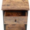 2-Tier Industrial End Table Narrow Side Table Rustic Nightstand w Storage Drawer