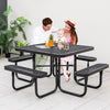 Heavy Duty Square Picnic Table & Bench Garden 116cm Coated Steel Table