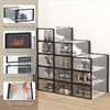12 x Stackable Foldable Boxes Trainers Organiser Clear Plastic Shoe Storage Box