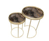 2-Piece Nesting Table Set - Modern Gold Frame with Decorative Marble Top