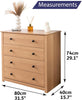 5 Drawer Chest of Drawers Narrow Solid Pine Wood Waxed Storage Bedroom Furniture