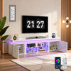 185cm High Gloss TV Stand Cabinet with Power Outlets & RGB LED Light & 2 Dmiqerl