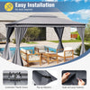 296x397cm Double Roof Patio Canopy Large Outdoor Gazebo Gray