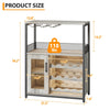 Modern 3Tier Bar Cabinet with Removable Rack & Mesh Door,Adjustable Shelves