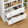 Arched Bookcase with Drawers Arch Display Cabinet Tall Bookshelf 79.5x36x177cm