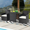 Heavy Duty Garden Furniture Set 3 Pieces Patio PE Wicker Set-White