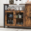 Stylish Sideboard with Adjustable Shelves, Rustic Brown and Ink Black Finish