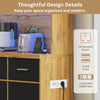 Kitchen Cupboard w/ LED & Power Outlet, Countertop, Tall Kitchen Cabinet, Black
