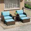5pcs Set Rattan Home Patio Garden Balcony Furniture Table Chair Stool Lounge