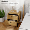 Bedside Table, Modern Nightstand with 2 Drawers Rounded Edges, Oak