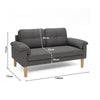 2-Seater Sofa Small Fabric Couch Armrest Side Pocket Modern Living Room