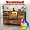 TV Stand with LED Light for 32-50" TVs, Media Console Table w/ 8 Drawers Bedroom