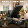 3 Seater Corner Sofa Bed w/ Storage Convertible Pull Out Sofa Bed