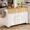 Kitchen Island on Wheels Rolling Storage Trolley with Extendable Worktop, White