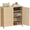 Bamboo Shoe Cabinet with Louvered Doors, 14 Pairs Footwear Cupboard for Hallway