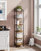 Narrow Wooden Shelf 6 Tier Rustic Rack Display Unit Metal Frame Storage Bookcase