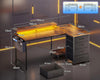 L Shaped Gaming Desk with LED Lights & Power Outlets 140x80cm Corner