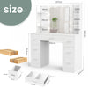 Large Dressing Table Wood Makeup Desk with Hollywood LED Mirror 7 Drawer Tykkleb
