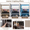 Standing Jewelry Armoire Lockable Jewelry Cabinet Vanity Mirror-Brown
