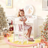 Kids Vanity Set Dressing Desk and Chair Set with Mirror-White