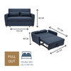 Sofa Bed Pull Out 2-Seater Double Linen Blend Metal Frame Guest Bed | Navy Blue