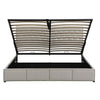 Upholstered Bed 6 FT Super King Ottoman Bed Grey Fabric Bed Frame With Storage