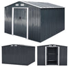 8x8 FT Peak Roof Steel Storage Shed, Pre-drilled Steel Panels, Outdoor Tool Shed