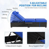2pc Rattan Sun Loungers Adjustable Outdoor Deck Chairs w/ Cushions&Side Tables