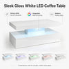 White Gloss Coffee Table with LED Lights – 90cm Modern Living Room Table