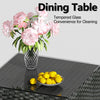 Outdoor L-Shape Rattan Sofa Glass Coffee Table 5-Seat Garden Furniture Set Black