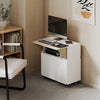 Folding Dining Table, Rolling Drop Leaf Table with Hidden Shelf & Cabinet, White