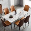 Rectangular Marble Dining Table 4-6 Seaters Black Metal Legs Kitchen Furniture