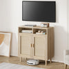 Natural Rattan Sideboard with Shelves Woven Doors Multipurpose Storage Cabinet