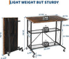 Collapsible Computer Desk with Wheels,Mobile Workstation w/ 3-Tier Metal Shelves