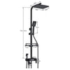 LED Exposed Bathroom Shower Mixer Twin Head Large Bar Set Square Valve Black Tap