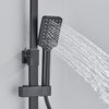 LED Exposed Bathroom Shower Mixer Twin Head Large Bar Set Square Valve Black Tap