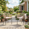 Garden Chairs Set of 2, Rattan Garden Dining Chairs with Cushions, Natural
