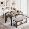 Dining Table Set for 4,Rectangular Table with Upholstered Chairs& Storage Benche