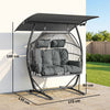 Double Hanging Egg Chair, 2 Seat Egg Swing Chair with Canopy, Dark Grey