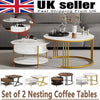 Set of 2 Nesting Coffee Tables Round Stacking Sofa Side Tables for Living Room