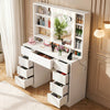 Dressing Table w/ Power Outlet 9 Drawer 10x Magnifying Mirror & Led Slide Mirror